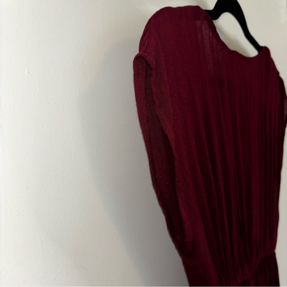 Fashion Nova Red Pleated V-Neck Maxi Dress Size Small - Picture 7 of 11
